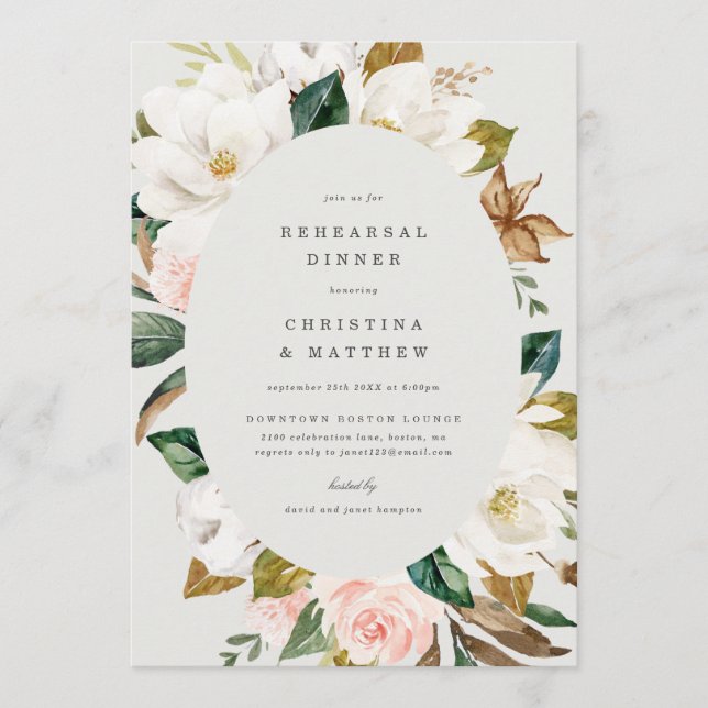 Magnolia Probe Dinner Einladung (Vorderseite)