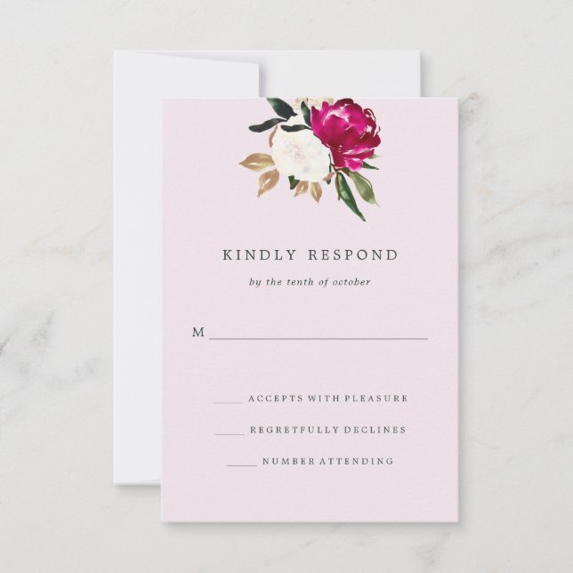 Magnolia | Reaktion auf Hochzeiten rot RSVP Karte (Vorderseite)