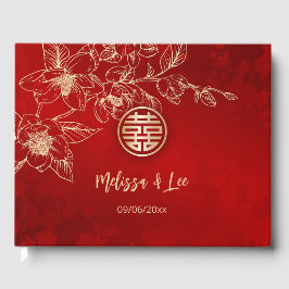Magnolia Red Gold Chinese Wedding Gästebuch