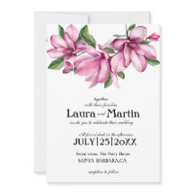 Magnolia rosa Blume, moderne Aquarelleinladung