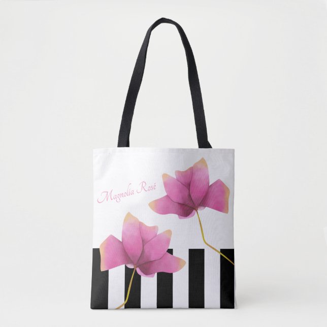Magnolia Rosé Modernes Blumendesign Tasche (Vorderseite)
