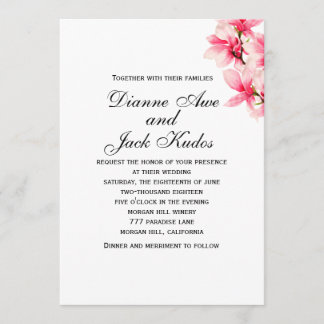 Magnolia rose romantique Faire-part de mariage flo