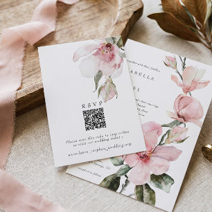 Magnolia RSVP Online QR-Code Hochzeitswebsite-Kart Einladung