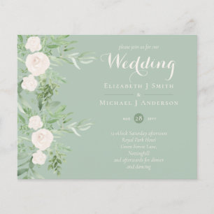 Magnolia Sage Green Floral Wedding lädt das Budget Flyer