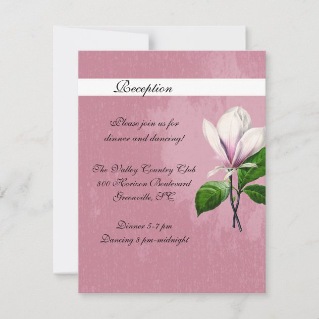 Magnolia Song Empfang Card Einladung (Vorderseite)