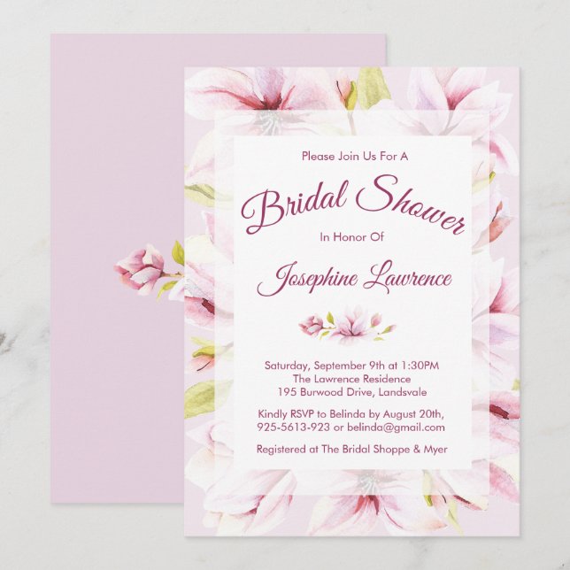 Magnolia Spring Floral Bridal Dusche Einladungen (Vorne/Hinten)