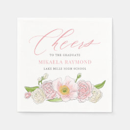 Magnolia und Peonies Graduation Party Serviette