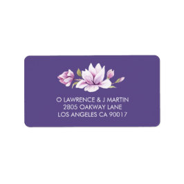 Magnolia Violet Floral Watercolor Adressaufkleber