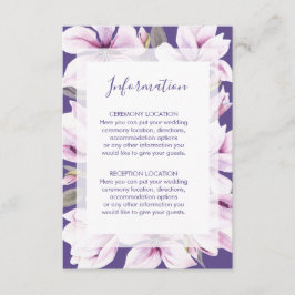 Magnolia Violet Floral Wedding Information Cards Begleitkarte