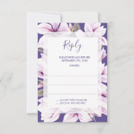 Magnolia Violet Floral Wedding Repards RSVP Karte