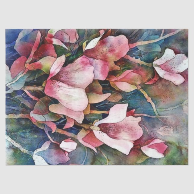Magnolia Wasserfarbe Art 1 Dekoupage Tissue Seidenpapier (Vorderseite)