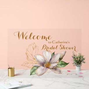 Magnolia Wasserfarbe Lila Brautparty Acrylschild