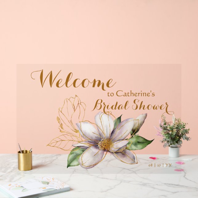 Magnolia Wasserfarbe Lila Brautparty Acrylschild (Hochzeit)