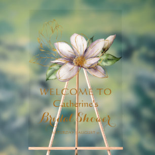 Magnolia Wasserfarbe Lila Brautparty Acrylschild