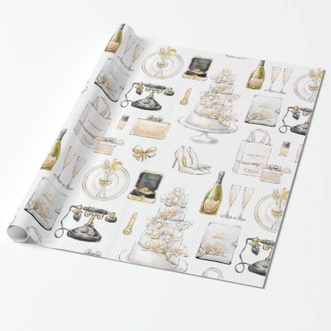 Magnolia Wedding Brautparty Gift Geschenkpapier (Ungerollt)