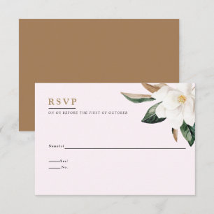 Magnolia Wedding Reply Card Rosa Einladung