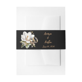 Magnolia Wedding Rings Gold und Black Einladungsbanderole