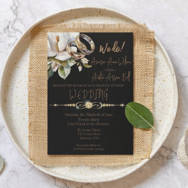 Magnolia Wedding Rings Gold und Black Wedding Save The Date (Von Creator hochgeladen)