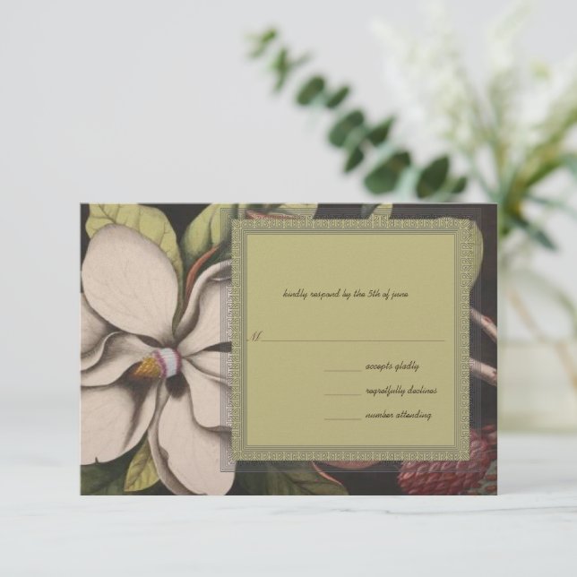 Magnolia Wedding RSVP (Stehend Vorderseite)