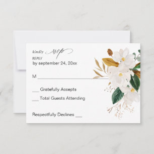 Magnolia Weiße Flora UAWG RSVP Karte