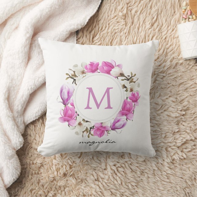 Magnolia Wreath Monogram Kissen (Decke)