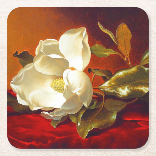 Magnolia zu Red Velvet Martin Johnson Heade Rechteckiger Pappuntersetzer (Vorderseite)
