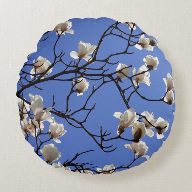 Magnolias blühen rundes kissen (Vorderseite)