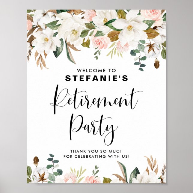 Magnolias Cotton Garland Retirement Party Willkomm Poster (Vorne)