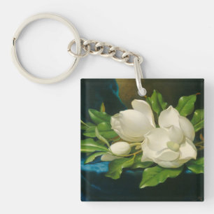 Magnolias géantes sur un tissu bleu de velours,