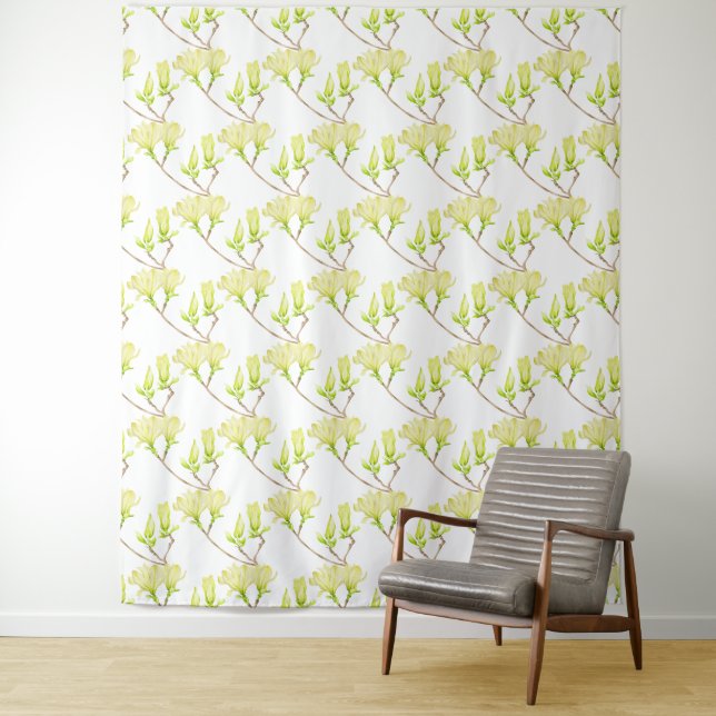 Magnolias jaunes sur tapisserie (En situation)