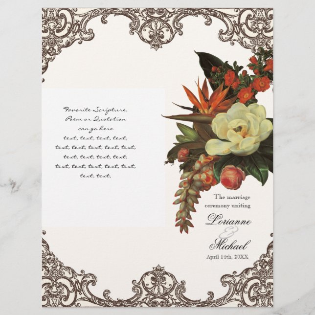Magnolias n Bird of Paradise - Hochzeitsprogramm (Vorderseite)
