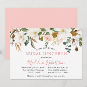 Magnolias Pink Roses Bridal Luncheon Einladung