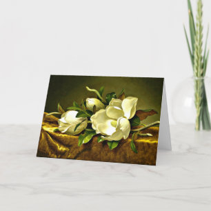 Magnolias sur la carte Gold Velvet Cloche Note