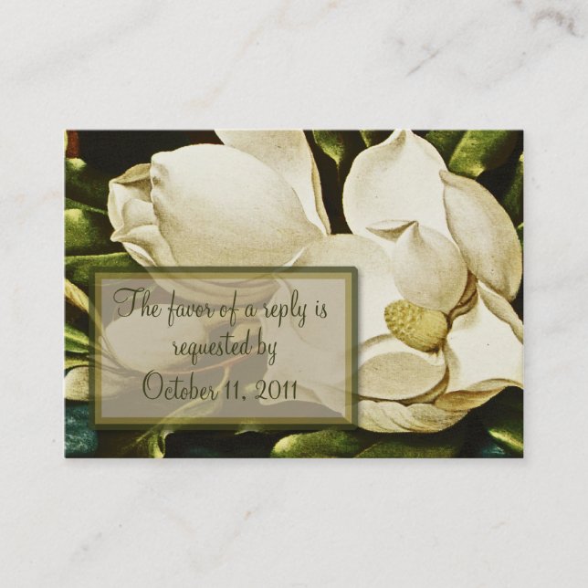 Magnolias Wedding RSVP Antwortkarte Begleitkarte (Vorderseite)