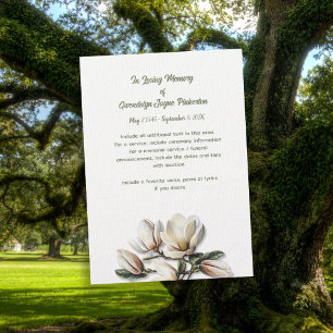 Magnolie Blumen Gedenk Funeral Service Karte