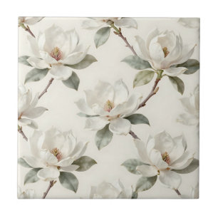 Magnolie Blüten-Weiches Neutrales Muster Fliese
