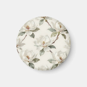 Magnolie Blüten-Weiches Neutrales Muster Magnet
