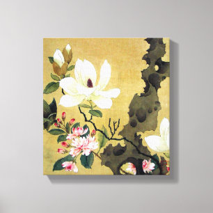 Magnolie Chens Hongshou und aufgerichteter Felsen Leinwanddruck
