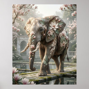 Magnolie Elefant Royal Mist Poster