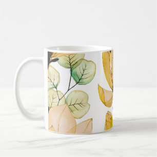 Magnolie Eukalyptus: Wasserfarbe Nahtloser Druck Kaffeetasse