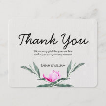 Magnolie Floral Aquarell Hochzeit Danksagungskarte