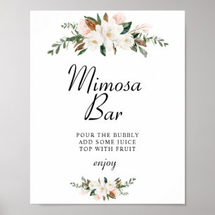 Magnolie floral Brautparty Mimosa Bar Schild