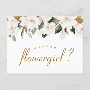 Magnolie floral wirst du meine Blumenmädchenkarte  Einladungspostkarte