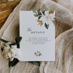 Magnolie Florale Hochzeitsdetailkarte RSVP Karte