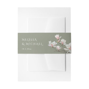Magnolie Hochzeit in feiner Kunst  Einladungsbanderole