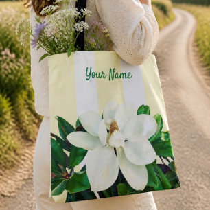 Magnolie in Blüte Personalisiert Gelb & Weiß Tasche