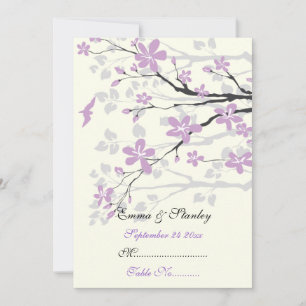 Magnolie mit lila Blüten Hochzeitsplatzkarte Einladung