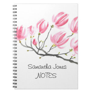 Magnolie Natur Rosa Florale Wasserfarbe Notizblock