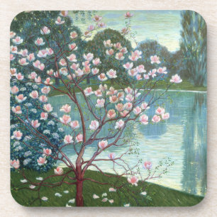 Magnolie (Öl auf Leinwand) Getränkeuntersetzer