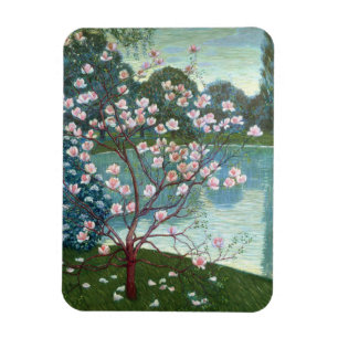 Magnolie (Öl auf Leinwand) Magnet